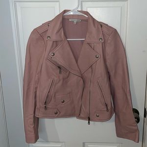 Rebecca Minkoff Authentic Pink Lamb Leather Biker Jacket